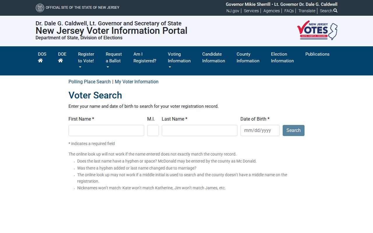 Fort Lee residents directory New Jersey voter-status source