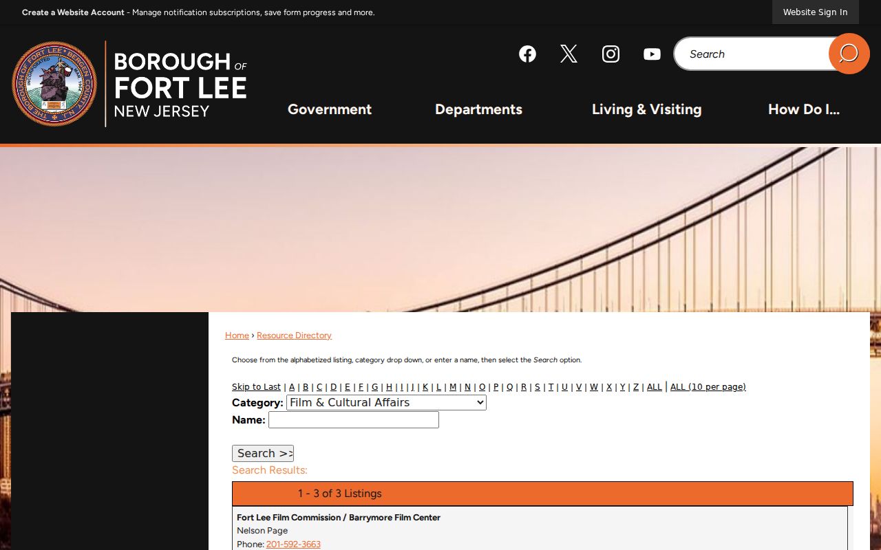 Fort Lee neighbors official community resource directory search